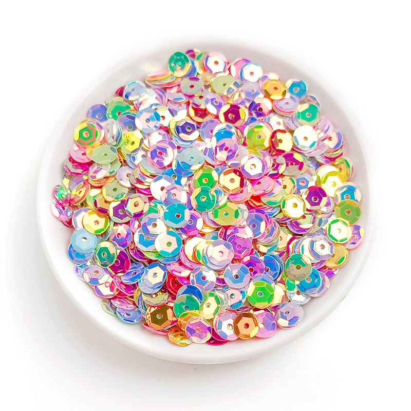 6mm Round Curved PVC Sequins for Sewing C5 silver - Image 2