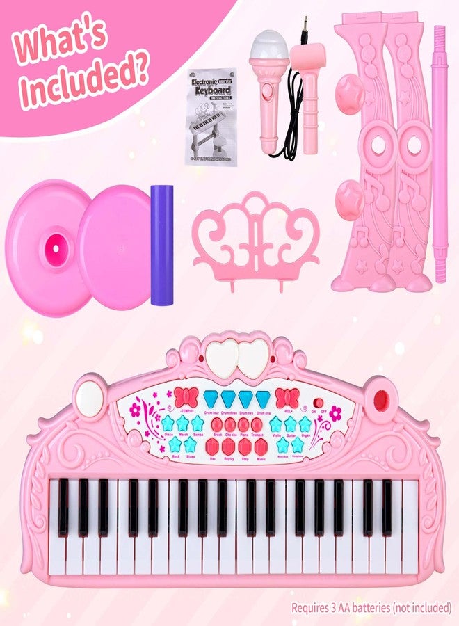 Bettina 37 Key Kids Piano Keyboard Toy with Stool, Pink Toddler Piano Toy, Electronic Musical Instrument Keyboard Toys, Girls' Birthday Gift for Ages 3-7 - Image 5