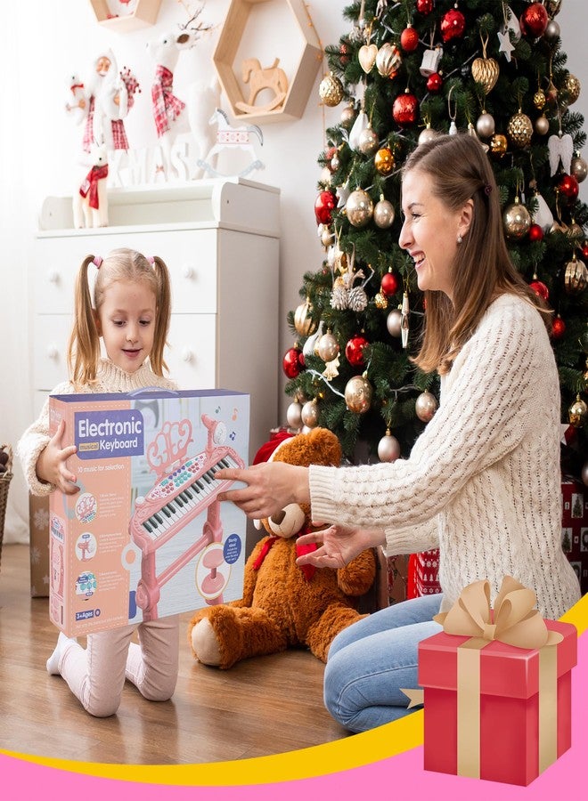 Bettina 37 Key Kids Piano Keyboard Toy with Stool, Pink Toddler Piano Toy, Electronic Musical Instrument Keyboard Toys, Girls' Birthday Gift for Ages 3-7 - Image 3