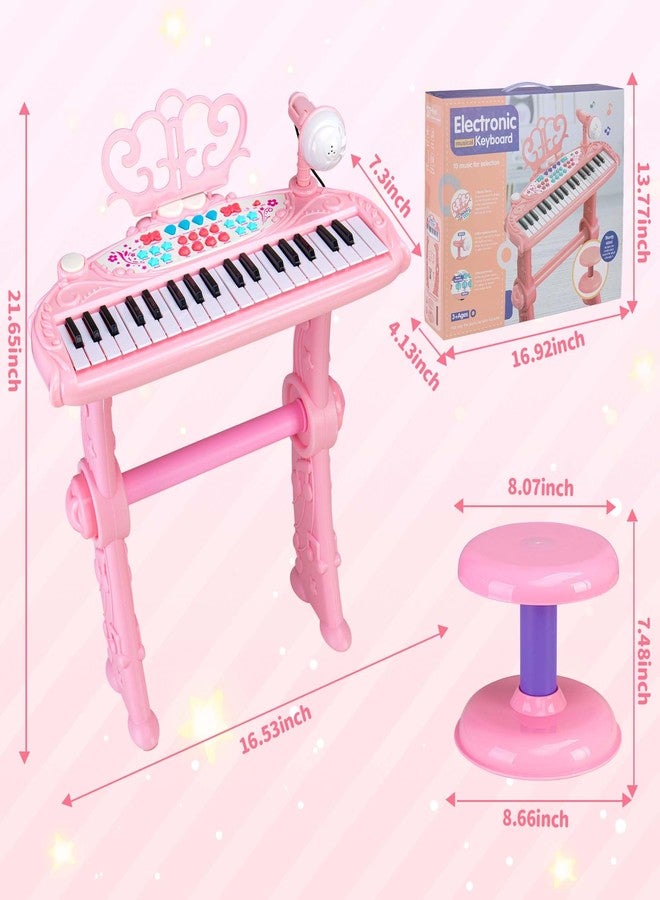 Bettina 37 Key Kids Piano Keyboard Toy with Stool, Pink Toddler Piano Toy, Electronic Musical Instrument Keyboard Toys, Girls' Birthday Gift for Ages 3-7 - Image 4