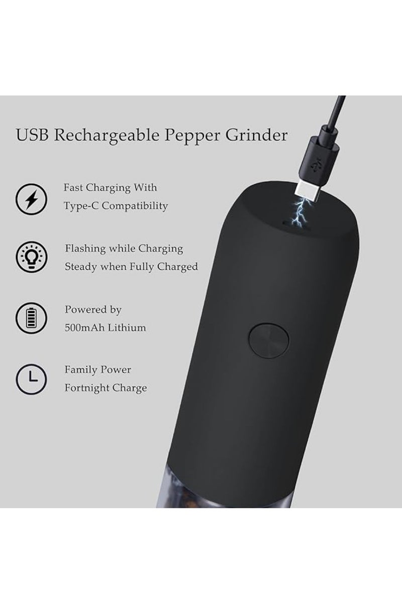 Electric Salt and Pepper Grinder Set USB Rechargeable Automatic Salt and Pepper Mill Grinder with Adjustable Coarseness - Image 4