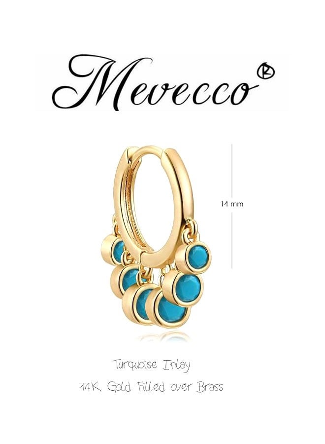 Mevecco Women Gold Huggie Hoop Earrings Dangle Drop 14K Gold Filled Small Boho Beach Simple Delicate Handmade Hypoallergenic Jewelry Gift - Image 4