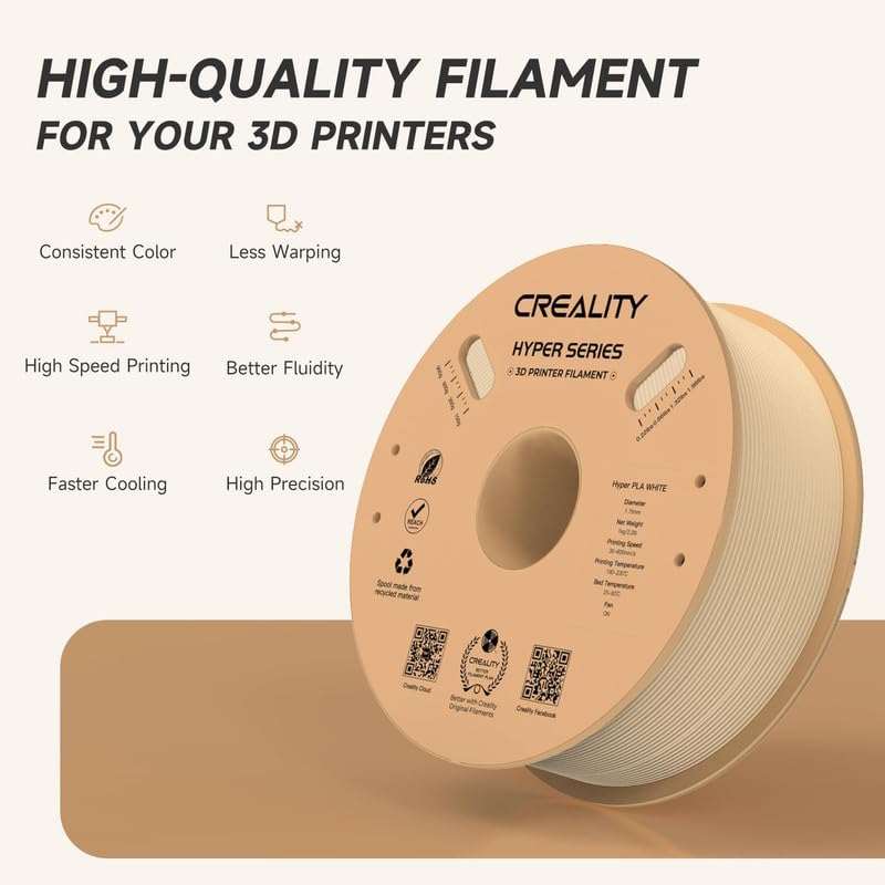 3idea خيوط CR Hyper PLA 1.75 مم، خيوط PLA عالية السرعة 30-600 مم/ث  لطابعة ثلاثية الأبعاد، دقة الأبعاد +/-0.02 مم، تناسب معظم طابعات FDM ثلاثية الأبعاد 1 كجم (2.2 رطل) - Image 1
