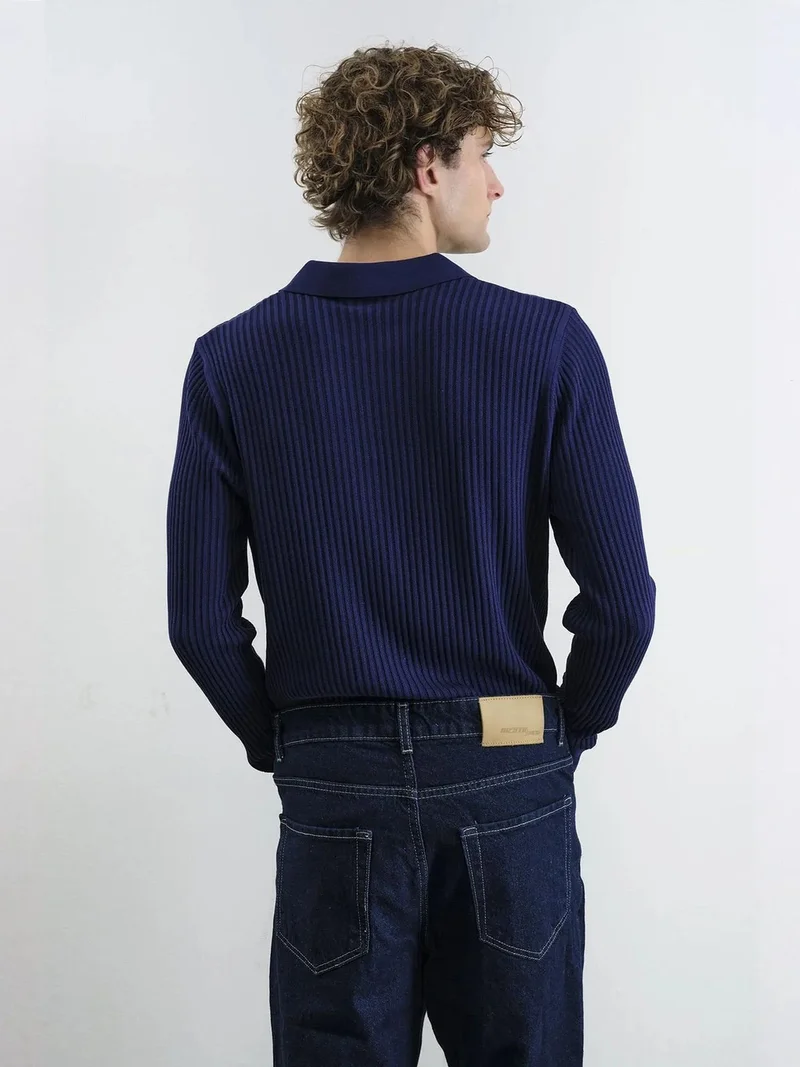 Giesto Navy Blue GIESTO Slim Fit Polo Neck T-Shirt for Men | Best Price UAE