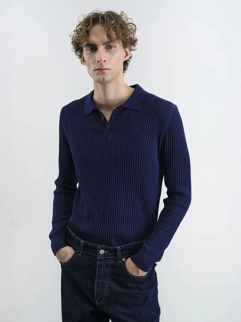 Giesto Navy Blue GIESTO Slim Fit Polo Neck T-Shirt for Men | Best Price UAE