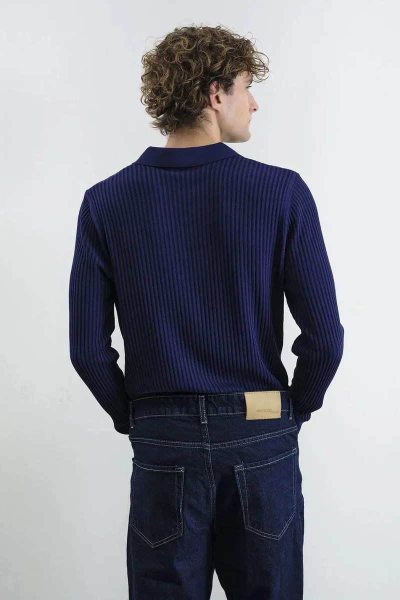 Giesto Navy Blue GIESTO Slim Fit Polo Neck T-Shirt for Men | Best Price UAE