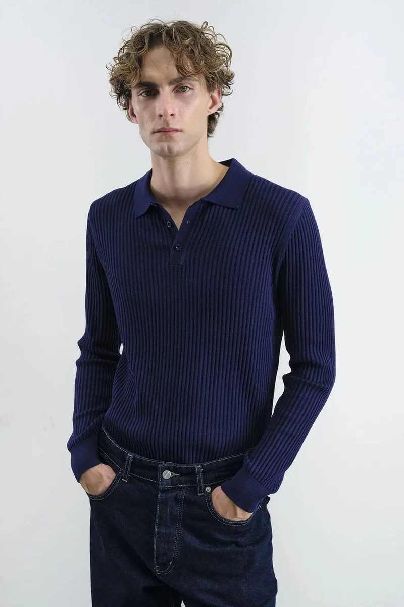 Giesto Navy Blue GIESTO Slim Fit Polo Neck T-Shirt for Men | Best Price UAE