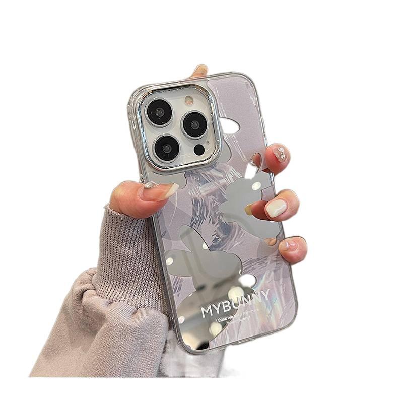 غطاء واقي | لمسة مرآة | نقشة أرنب | مقاوم للصدمات لـ iPhone 13 | Rabbit - Image 1