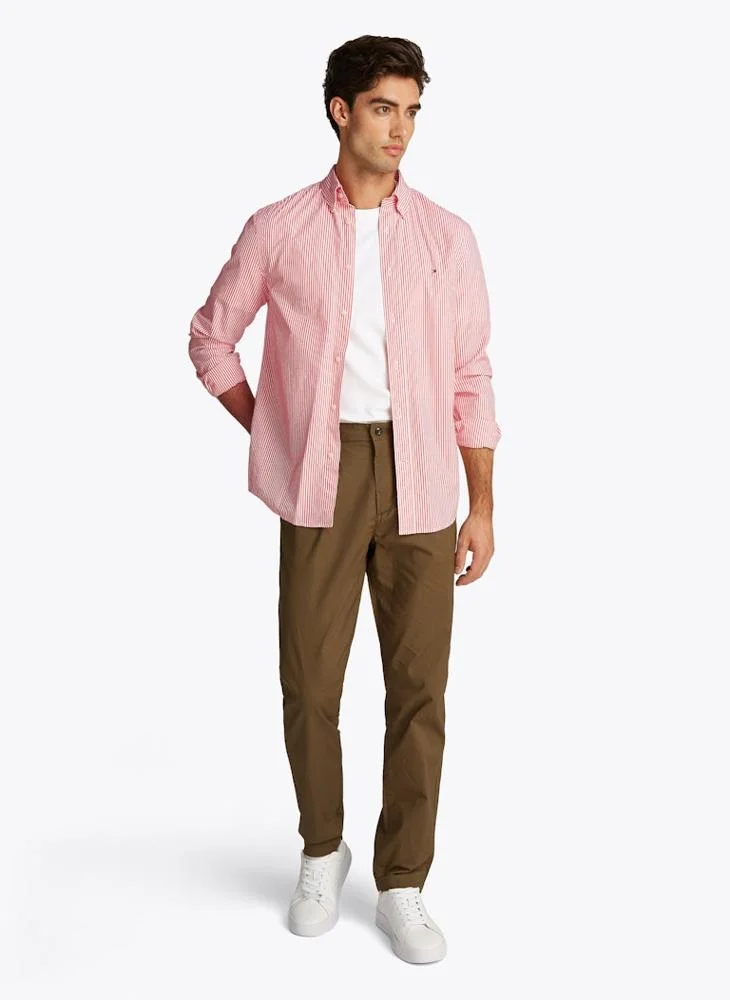 TOMMY HILFIGER Regular Fit Flex Cotton Classic Poplin Stripe Shirt