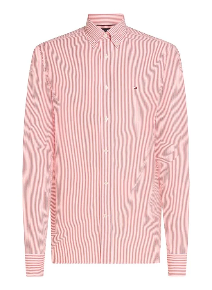 TOMMY HILFIGER Regular Fit Flex Cotton Classic Poplin Stripe Shirt