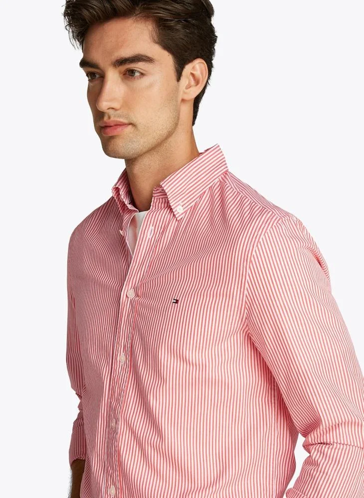 TOMMY HILFIGER Regular Fit Flex Cotton Classic Poplin Stripe Shirt