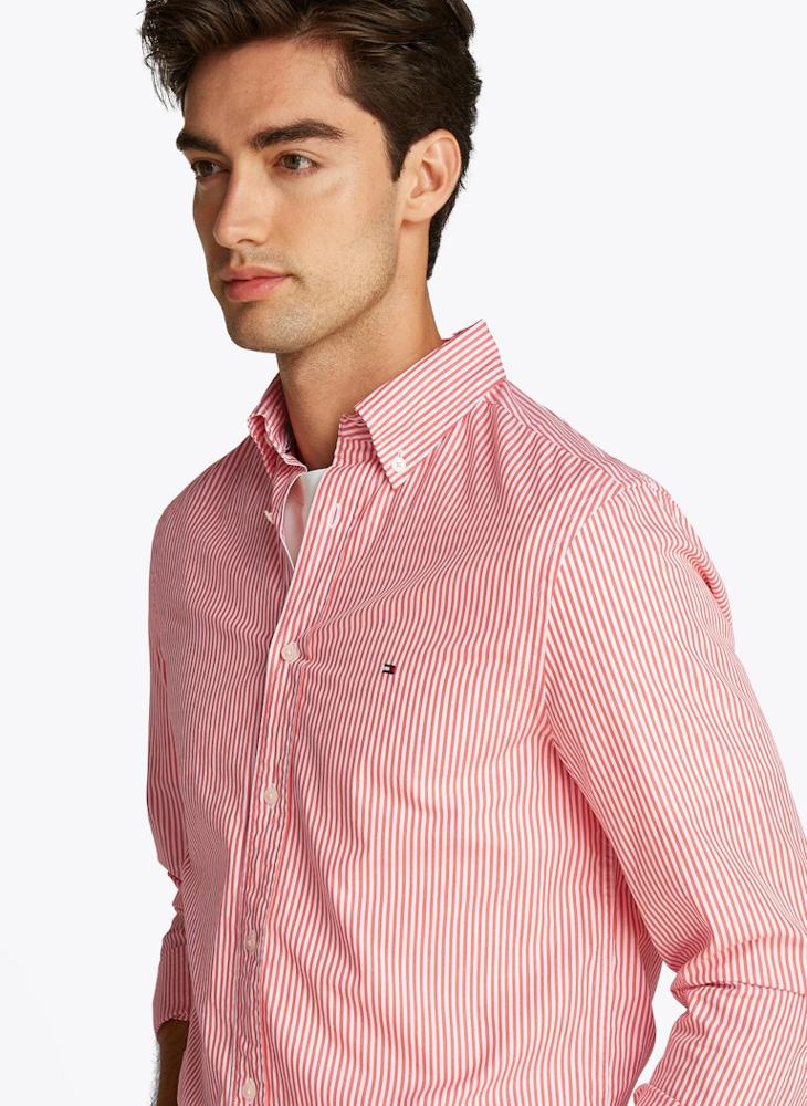 TOMMY HILFIGER Regular Fit Flex Cotton Classic Poplin Stripe Shirt - Image 3