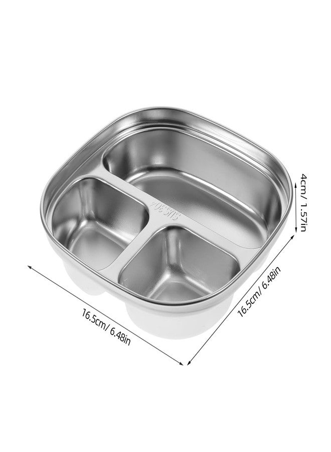 Hemoton Stainless Steel Divided Food Plate 3-Section Dining Tray 6.5 Inch Multi-Grid Lunch Tray for Kids and Adults Portion Control - Image 5