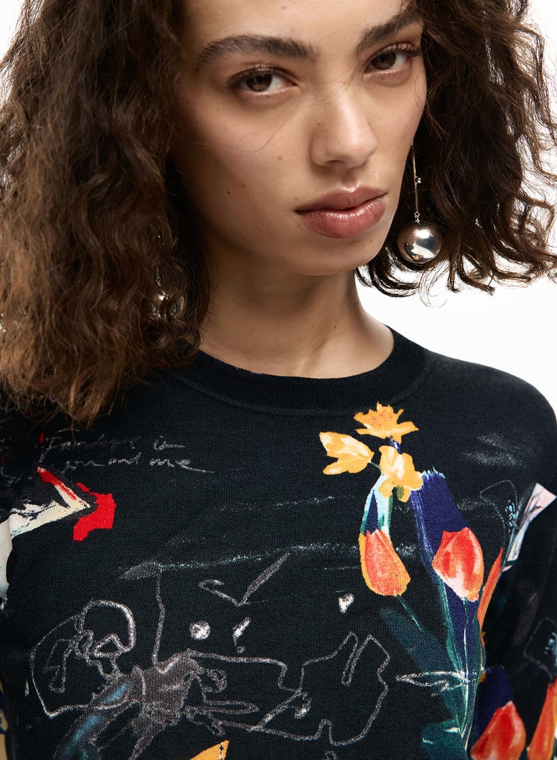 DESIGUAL Fine Knit Jersey With A Regular Fit Featuring A Collage-Style Print - Image 5