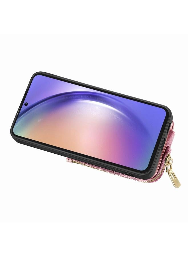 اس-توب جراب لهاتف Huawei nova 10 SE مصنوع من الجلد المتقاطع مع حلقة عمودية وسحاب خلفي للهاتف - Image 4