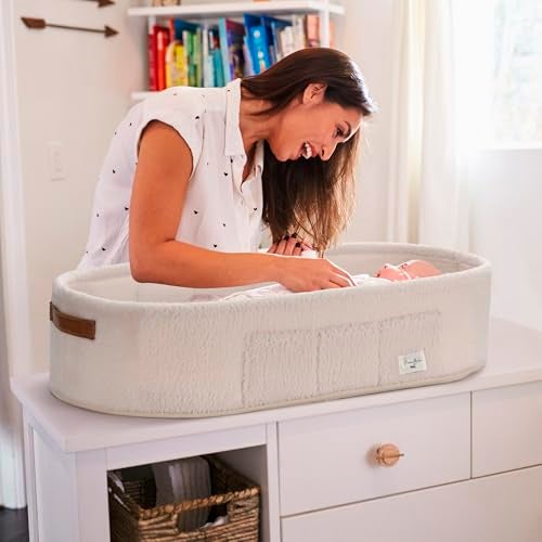PeraBella Baby Changing Basket for Dresser Top, Baby Moses Basket for Newborn, Portable Diaper Changing Pad Table Topper for Dresser, Includes Diaper Caddy Organizer with Handle, Moses Bassinet Mat - Image 4