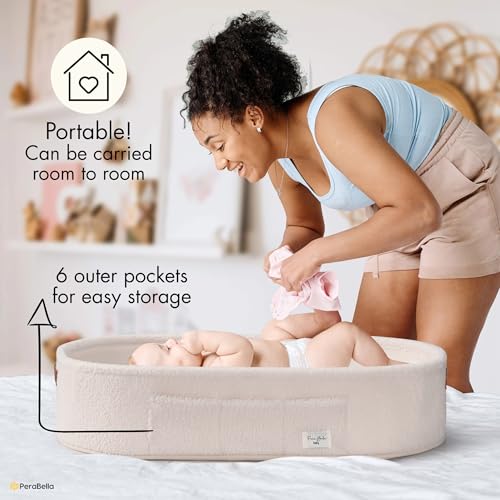 PeraBella Baby Changing Basket for Dresser Top, Baby Moses Basket for Newborn, Portable Diaper Changing Pad Table Topper for Dresser, Includes Diaper Caddy Organizer with Handle, Moses Bassinet Mat - Image 5