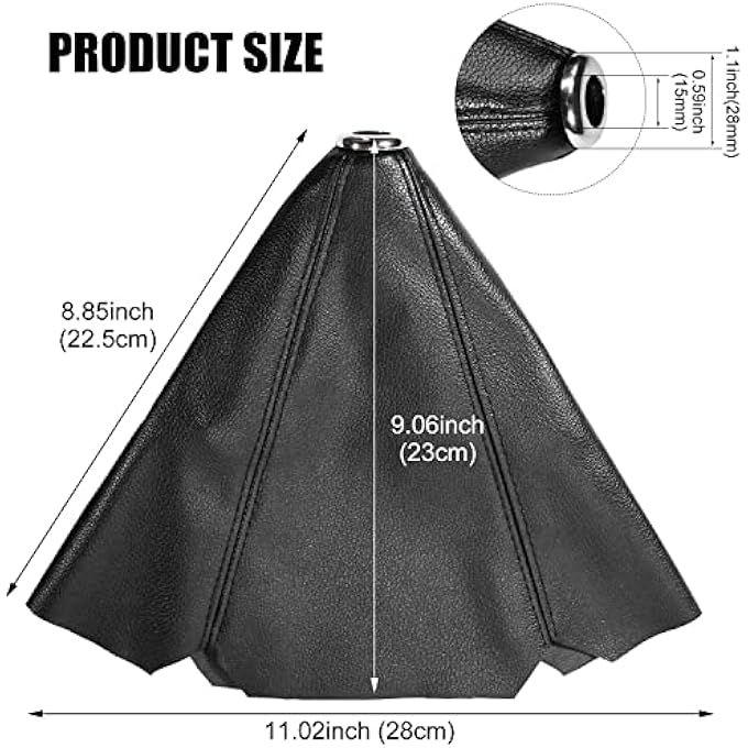 ريحني غطاء غبار مقبض ناقل الحركة للسيارات الشامل، جلد PU يدوي أسود، غطاء حذاء ناقل حركة أوتوماتيكي أسود - Image 5