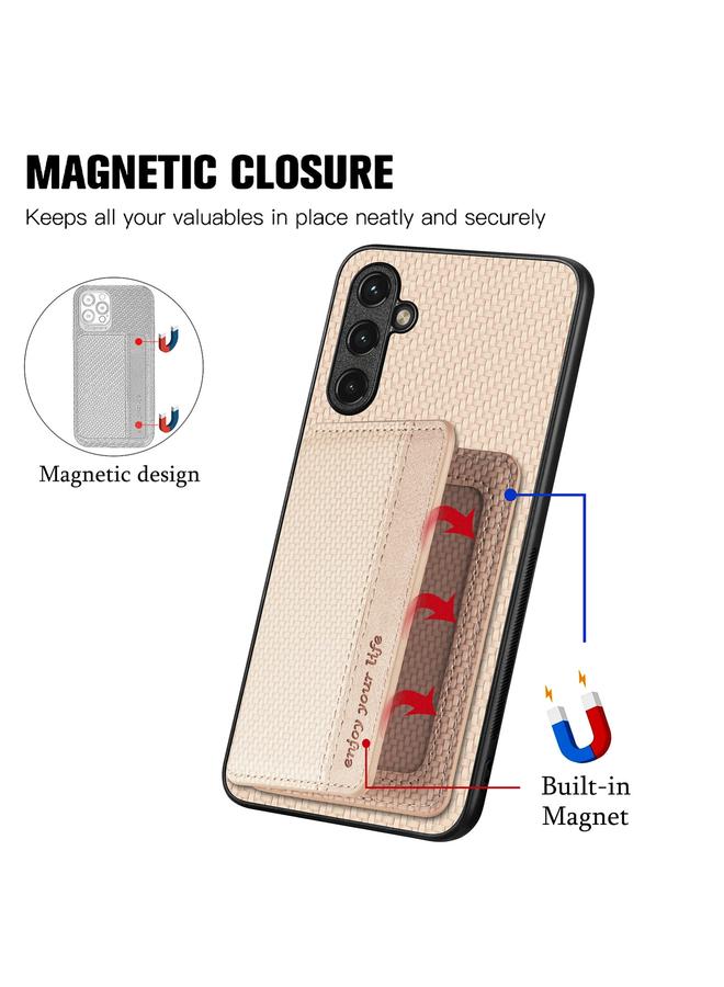 S-TOP Case For Samsung Galaxy A34 5G Carbon Fiber Magnetic Card Wallet Bag Phone Case - Image 3