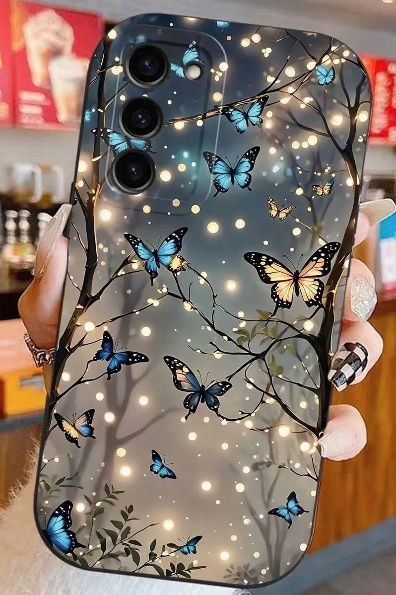 شي إن غطاء هاتف مضاد للصدمات بتصميم غابة الفراشات متوافق مع سامسونج اس ٢٣