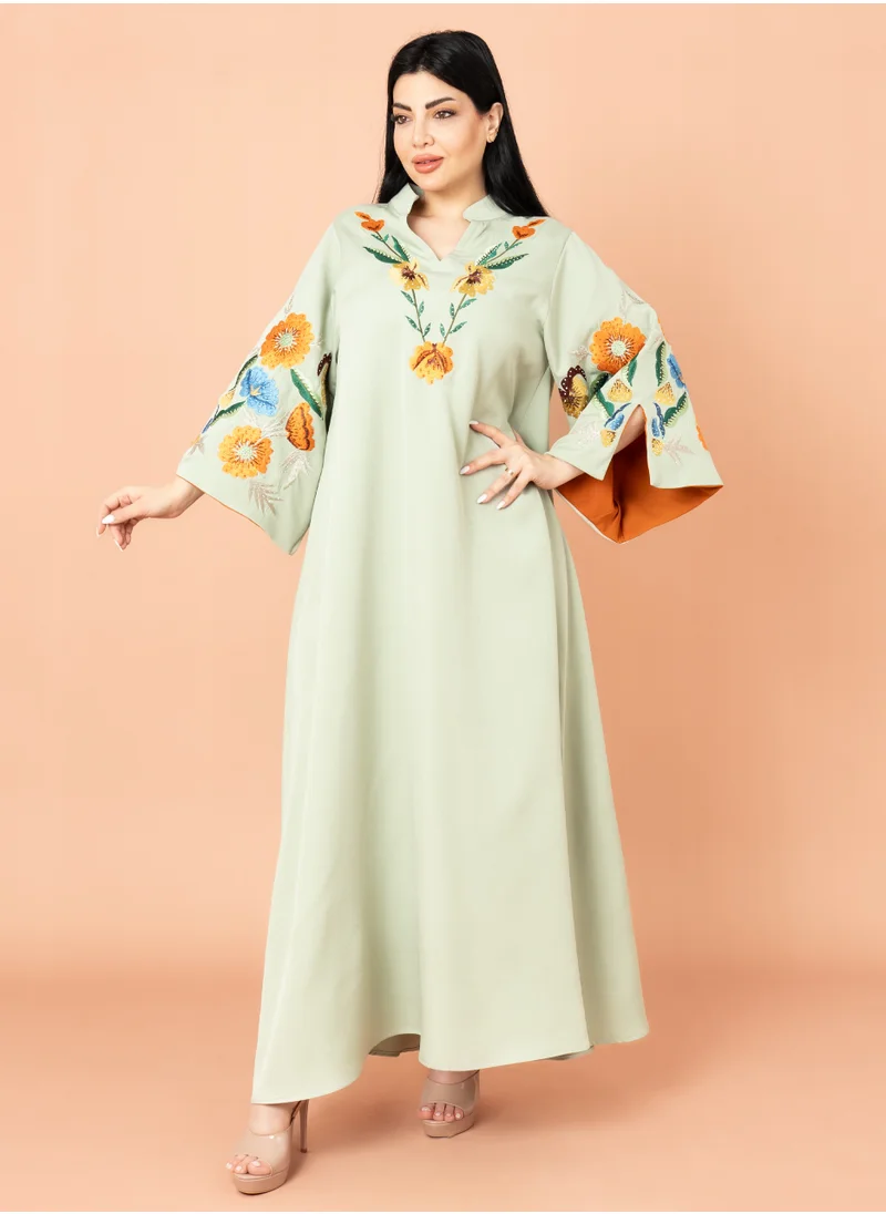 اكسا جلابية سادة  تطريز انيق IK3010 تيفاني