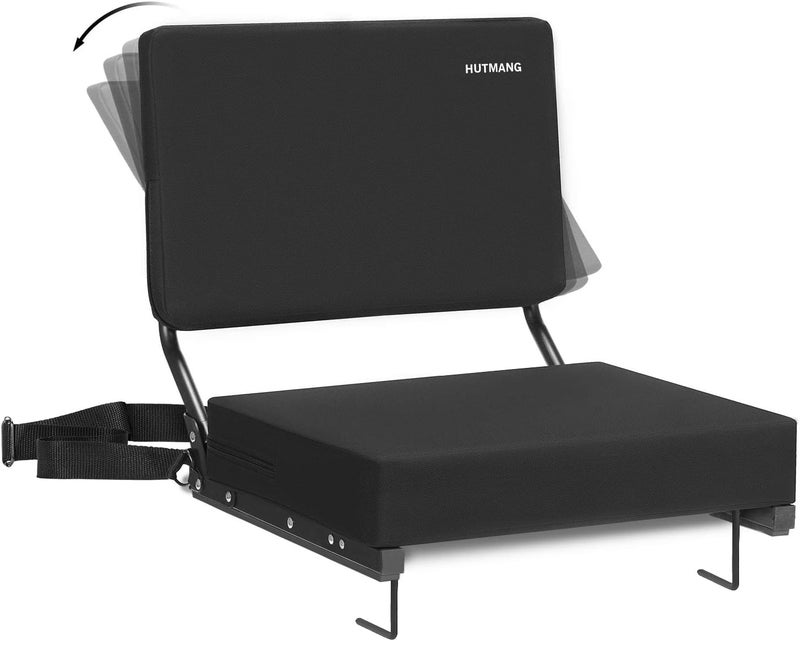 HUTMANG Chair - Stadium Seat with Back Support, Padded Foam Backs, 330LBS Weight Support, Portable, Foldable, Black - Image 1