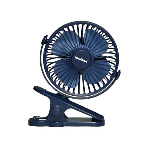 Khaitan Chotu Mini USB Charging Fan 100mm | Multi-Clip Function | Rechargeable Battery | 5-Hr Back-up | Silent Operation | Portable | Blue - Image 1