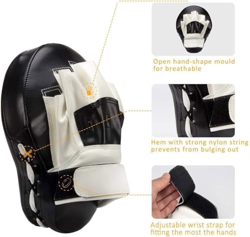 Valleycomfy Boxing Curved Focus Punching Mitts Leatherette Training Hand PadsIdeal for Karate Muay Thai Kick Sparring Dojo Martial Arts - Image 3