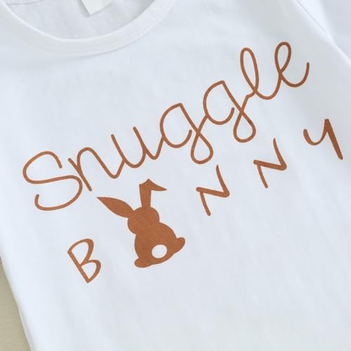 Karuedoo Newborn Baby Boy Easter Outfit Letter Print Short Sleeve Romper Pompom Tail Long Pants with Hat 3Pcs Clothes Set(A-White, 3-6 Months) - Image 5