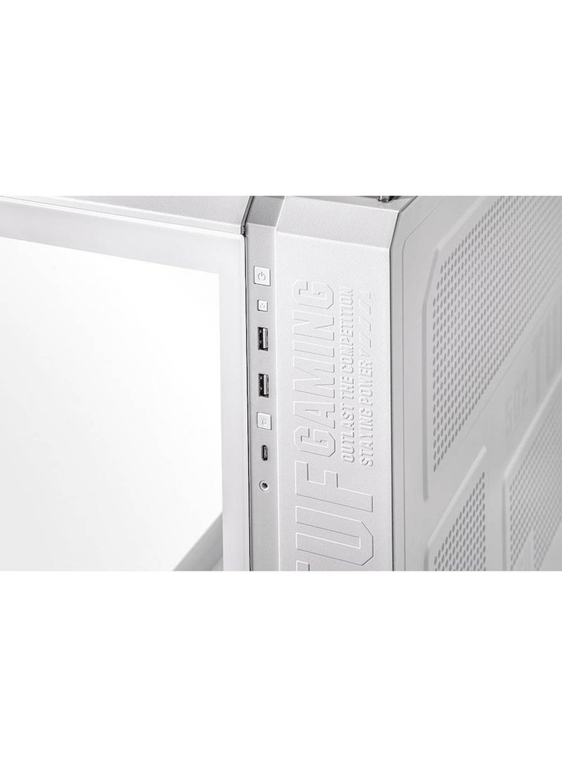 ASUS TUF Gaming GT502 Horizon White Mid Tower PC Case – ATX/Micro-ATX/Mini-ITX Compatibility, 4x 2.5"/3.5" Combo Bays, 8 Expansion Slots (3 Vertical), USB 3.2 Gen 1 & Gen 2x2 Type-C, Front/Left Tempered Glass, Advanced Radiator & Cooling Support (360mm/140mm), Max CPU Cooler Height 163mm, Max GPU Length 400mm, Removable Dust Filters, 90DC0090-B19021 White - Image 4