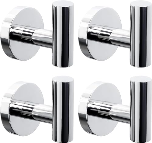 Kruodop Towel Hooks for Bathroom4 Packs Wall Mount Towel HolderBlack Matte Wall Robe HookStainless Steel Heavy Duty Door Hanger Towel Hook for Kitchen BedroomHotelPoolCoats - Image 1