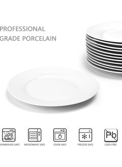 Red Leaf 6 Pieces Fine Kitchen Ceramic Dinner Plate, Steak Plate, Round Dessert Plate Or Salad Plate White Plates  - Image 2