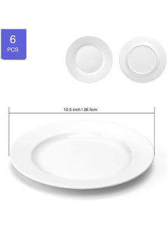 Red Leaf 6 Pieces Fine Kitchen Ceramic Dinner Plate, Steak Plate, Round Dessert Plate Or Salad Plate White Plates  - Image 4