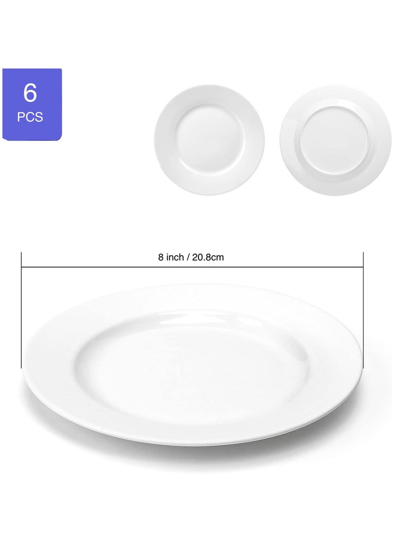 Red Leaf 6 Pieces Fine Kitchen Ceramic Dinner Plate, Steak Plate, Round Dessert Plate Or Salad Plate White Plates  - Image 3