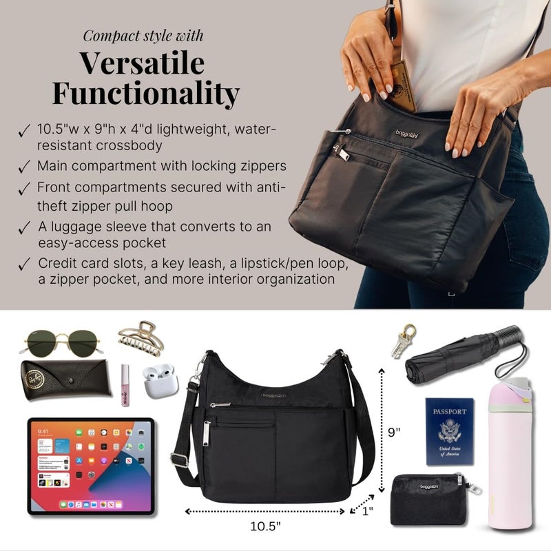 Baggallini Womens Securtex® Anti-theft Free Time Crossbody Bag Cross Body, Black - Image 4