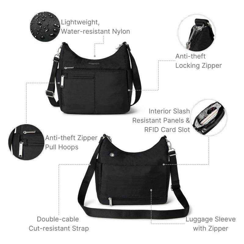 Baggallini Womens Securtex® Anti-theft Free Time Crossbody Bag Cross Body, Black - Image 3
