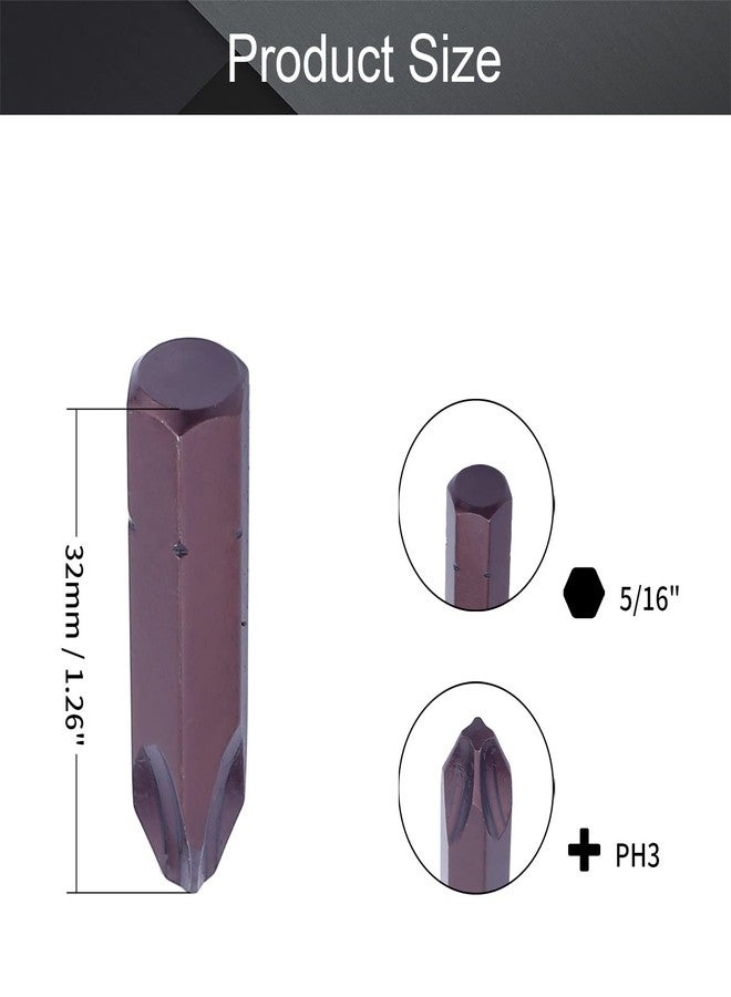 Utoolmart 5/16 inches Hex Shank 32mm Length Magnetic Phillips Cross Screwdriver, PH3 Head Screwdriver Bits S2 Alloy Steel 10Pcs - Image 2