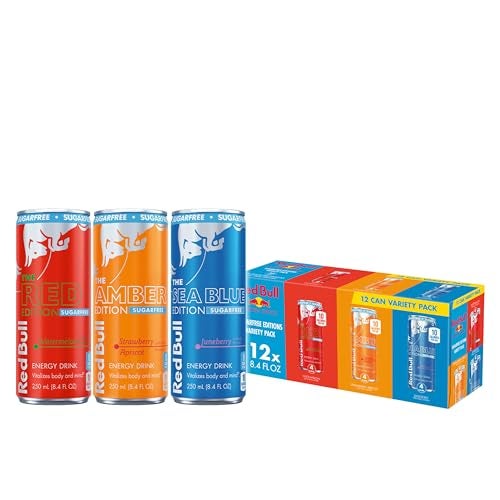 Red Bull Sugar-Free Energy Drink Variety Pack, Energy Drink, Red, Amber, & Sea Blue with 80mg Caffeine plus Taurine & B Vitamins, 8.4 Fl Oz, Pack of 12 Cans - Image 1