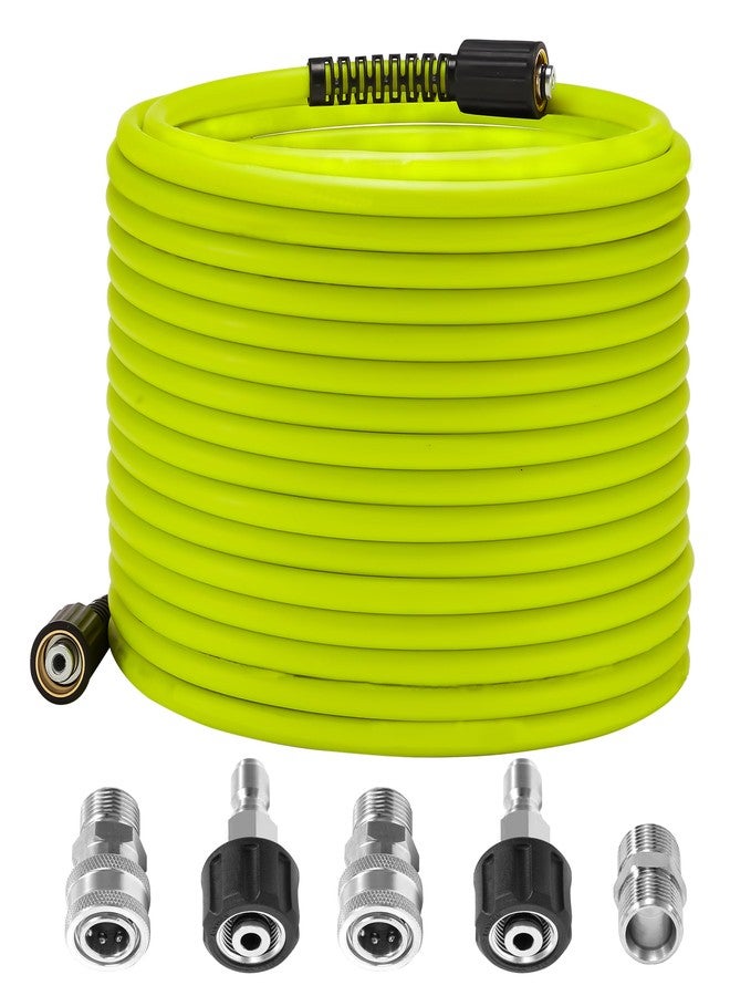 M MINGLE Pressure Washer Hose 50 FT x 1/4" - Replacement Power Wash Hose with M22 14mm Stainless Steel Quick Connect Power Washer Adapter Sets - 3600PSI - Image 1