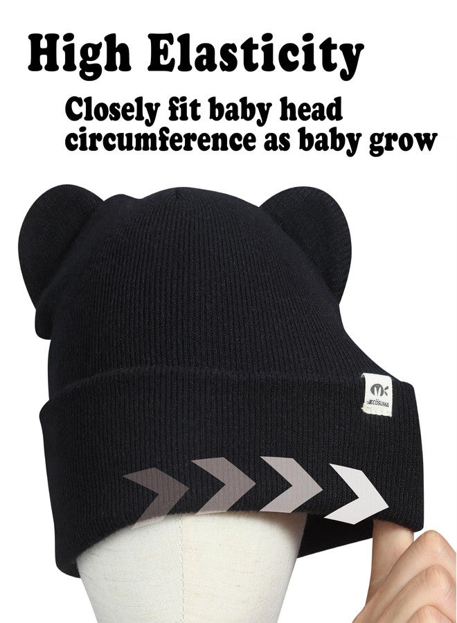 ECOSUMA 3 Pack Infant Beanie 6-12,12-24,24-36 Months Black/Caramel/Apricot - Image 3