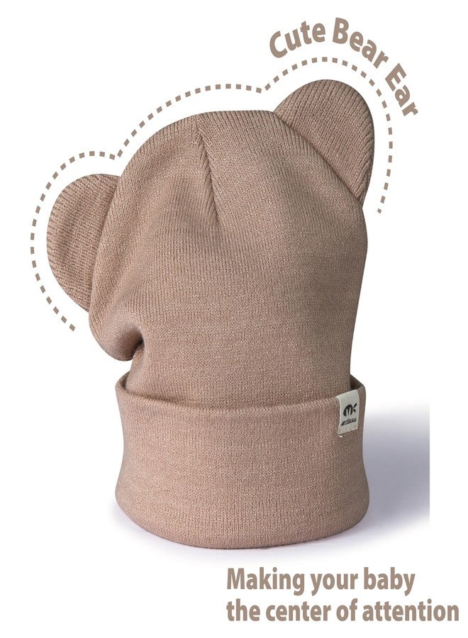 ECOSUMA 3 Pack Infant Beanie 6-12,12-24,24-36 Months Black/Caramel/Apricot - Image 4