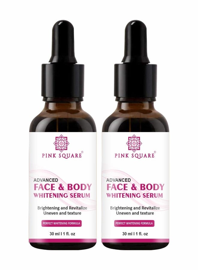 Pink Square سيروم تفتيح الوجه والجسم المربع الوردي للحفاظ على لون البشرة والحصول على بشرة ناعمة وملساء، عبوة من قطعتين سعة 30 مل (60 مل) - Image 1