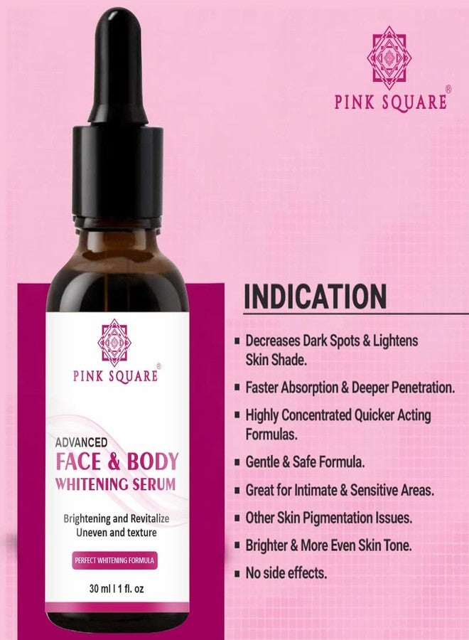 Pink Square سيروم تفتيح الوجه والجسم المربع الوردي للحفاظ على لون البشرة والحصول على بشرة ناعمة وملساء، عبوة من قطعتين سعة 30 مل (60 مل) - Image 4