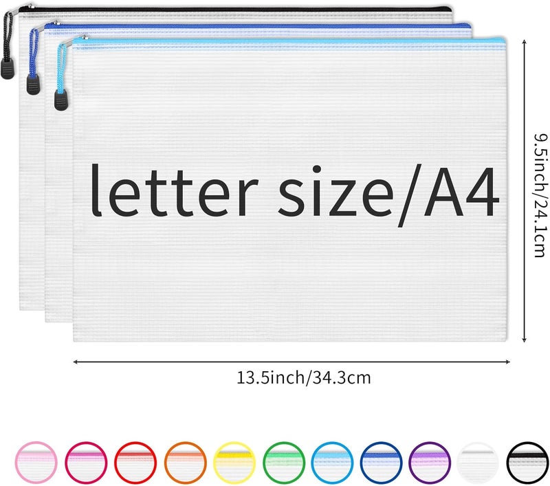 EOOUT 36pcs Mesh Zipper Pouch Bags A4 Size Board Game Storage Plastic 11 Colors Letter Size Puzzle Organizer and Office Supplies - Image 2