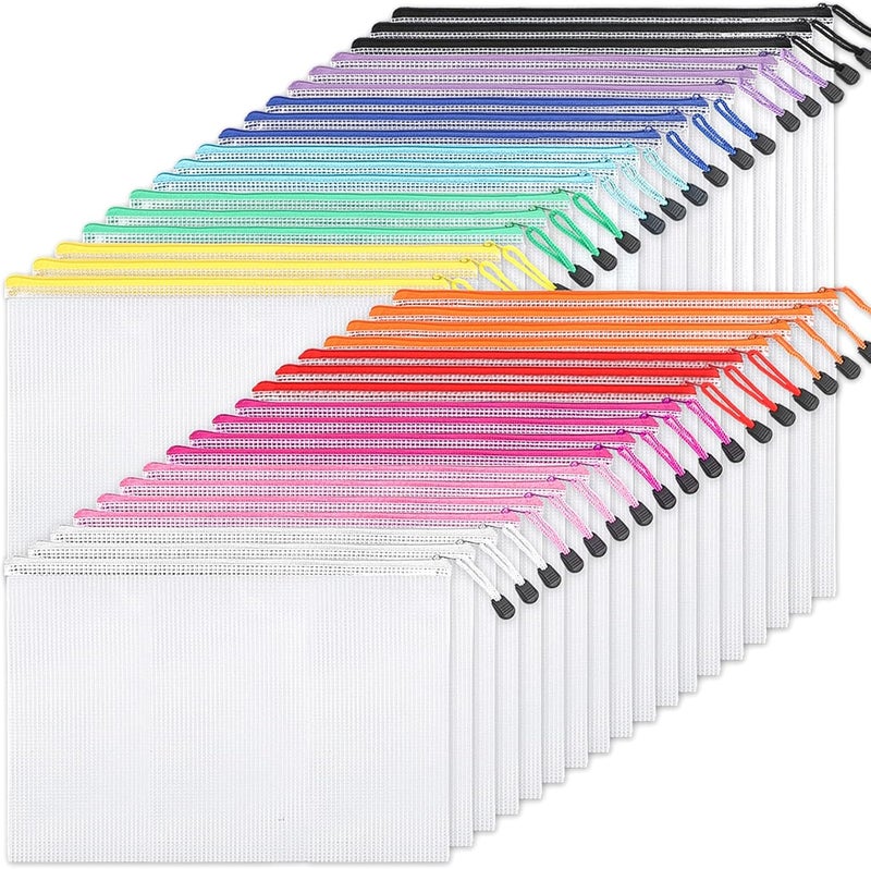 EOOUT 36pcs Mesh Zipper Pouch Bags A4 Size Board Game Storage Plastic 11 Colors Letter Size Puzzle Organizer and Office Supplies - Image 1