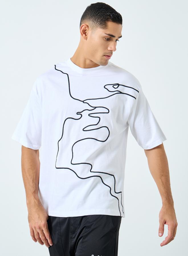 Styli Front Thread Embroidery Heavy Jersey T-Shirt - Image 1