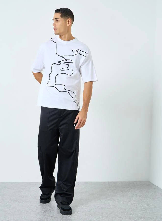 Styli Styli Front Thread Embroidery Heavy Jersey T-Shirt
