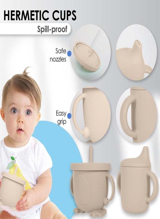 Bluet B- Silicone Baby Feeding Set with Pacifier - Baby Led Weaning Supplies - Baby Spoons, Suction Bowl - Plate - Baby Utensils Set - Silicone Feeding Set for Baby First Foods - 11pcs - Beige - Image 5
