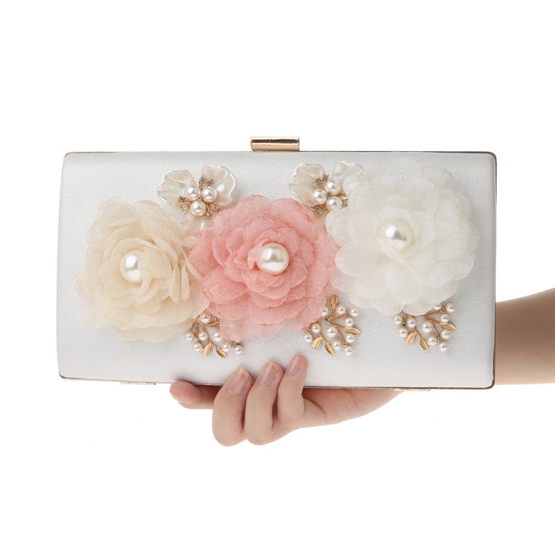 New Evening Bag Flower Handbag Good-Fit Practical Banquet Bag Dress Matching Pu Dinner Bag 12016 - Image 2