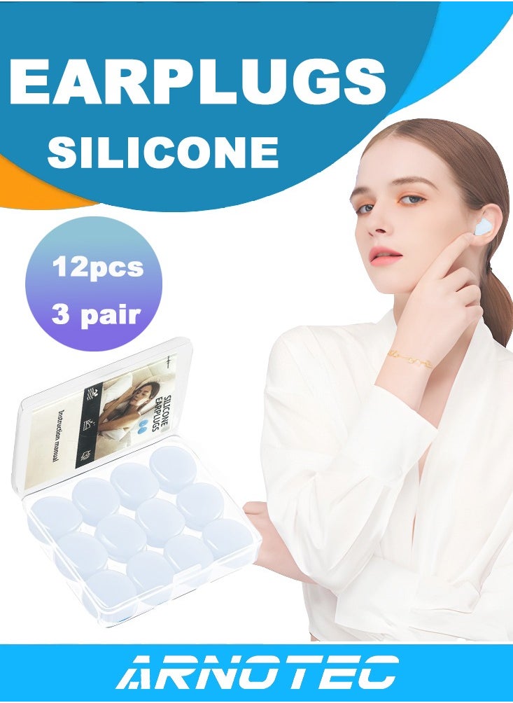 ARNOTEC - 3 Pairs Reusable Ultra Soft Silicone Earplugs for Sleep, 27dB SNR Waterproof Noise Cancelling, Earplugs for Sleeping, Shooting Range, Swimming, Snoring, Airplanes, Work and Study. - Image 1